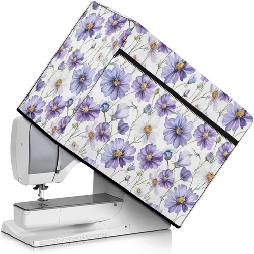 Vista 47 de Funda para máquina de coser de girasoles de otoño con prácticos bolsillos, cubierta protectora duradera acolchada contra el polvo, accesorios