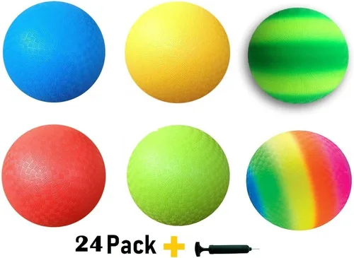 Vista 5 de Toys+ Paquete de 24 bolas de juego de 8.5 pulgadas (rojo, azul, verde, amarillo, arco iris, verde/swish)