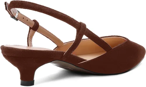 Vista 5 de ROSERWISH Zapatos de vestir de gamuza con punta cuadrada para mujer, para boda, fiesta, cómodos, gatitos, tacón bajo, zapatos de vestir de 1.5