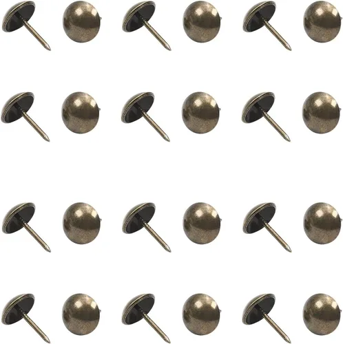 Vista 3 de 20 tachuelas redondas para tapicería de 0.748 in de diámetro de la cabeza, hierro galvanizado, estilo vintage, metal de 0.906 in/0.91 pulgadas