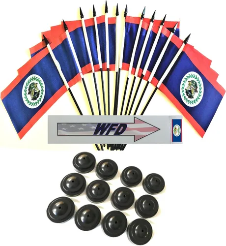 Vista 4 de Paquete de 12 banderas de escritorio de oficina en miniatura de poliéster Afganistán de 4 x 6 pulgadas y pequeñas banderas de mesa, 1 docena de mini
