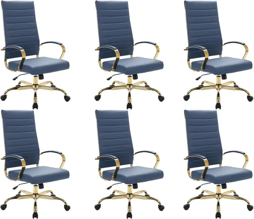 Vista 33 de LeisureMod Silla de oficina moderna de cuero con respaldo alto, silla de escritorio ejecutiva giratoria y ajustable con marco dorado, diseño Blanco