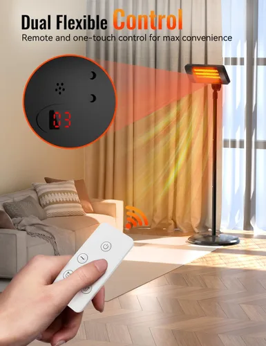 Vista 9 de Calentadores de exterior para patio, temporizador de 12 horas y 3 niveles de calor, calentador eléctrico impermeable IP54, cubiertas de calefacción