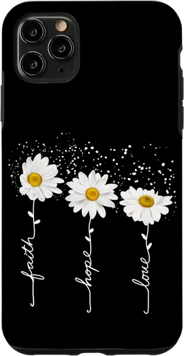 Vista 13 de Funda para iPhone 14 Pro Max Faith Hope Love para regalo, diseño de margaritas blancas