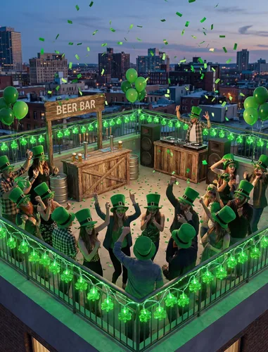 Vista 2 de Guirnalda de luces de trébol, 8.5 pies, decoración del día de San Patricio con 10 luces de trébol, luces de hadas de trébol conectables