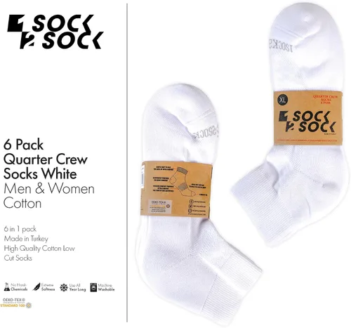 Vista 4 de 1SOCK2SOCK Paquete de 6 calcetines deportivos de algodón para hombres y mujeres, de algodón, corte bajo, calcetines para correr