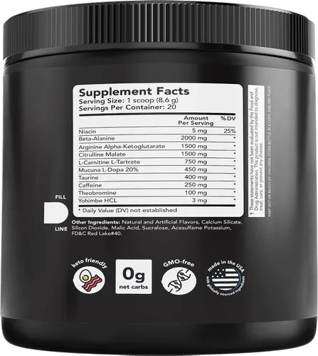 Vista 2 de Suplemento para antes de ejercitar Alpha GX7, energía maximizada para entrenamientos, 8.64 oz, sabor sandía