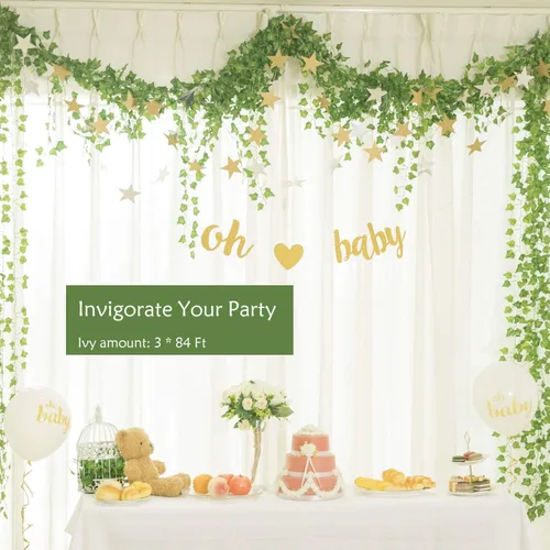 Vista 3 de Naidiler - Guirnalda colgante de hojas de hiedra artificial para decoración de vegetación en casa, paredes, cocina, habitación, fiestas, bodas