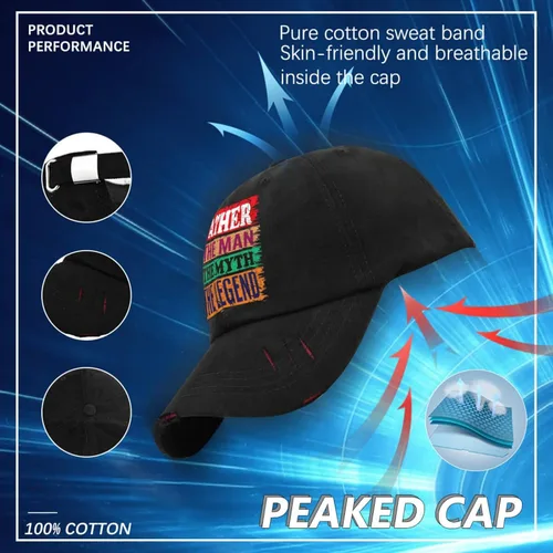 Vista 7 de KEHUASW Father The Man The Myth The Legend Cap Running Hats for Women AllBlack Mens hat Gifts for Him Workout Hats