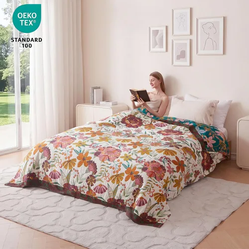 Vista 44 de MSGKV - Manta bohemia/primaveral de algodón para sofá y sala de estar, de gasa acogedora, de 50 x 60 pulgadas 50"x60" Cotton Throw, Woven Bird