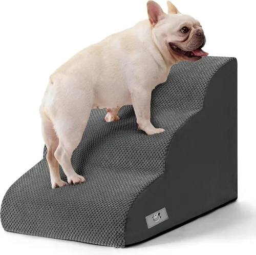Vista 13 de Dog Steps for Bed and Couch, Pet Stairs for Small Dogs and Cats, Khaki Caqui
