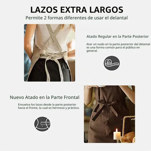 Vista 5 de Vegetable Apron,with 2 Pockets and Adjustable Shoulder Straps 33.4x27.5 In Azul