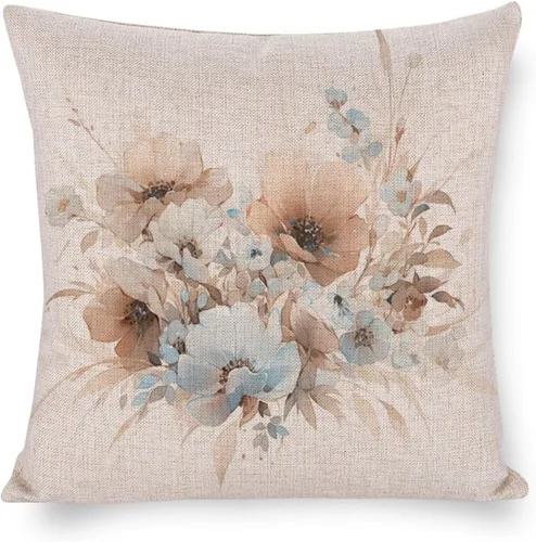 Vista 10 de Fundas de cojín cuadradas para exteriores, primavera, verano, margaritas, hojas florales, acuarela, Janne Kahila, floral, estilo gris claro