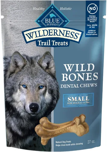 Vista 10 de Blue Buffalo Wilderness Wild Bones - Golosinas dentales masticables para perros, pequeñas, bolsa de 10 onzas