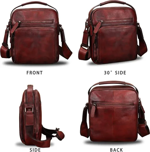 Vista 5 de Genuine Leather Messenger Bag for Men Small Purse Crossbody Shoulder Bags Satchel for Work Business