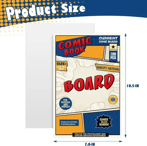 Vista 2 de Leffis 100 protectores para cómics, protectores de cómics de tamaño actual, protectores de cómics gruesos y duraderos de tamaño regular