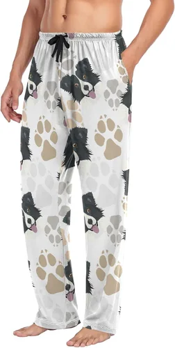 Vista 4 de Ollabaky Pantalones de pijama para hombre, pantalones de pijama con bolsillos, pantalones de descanso para hombre