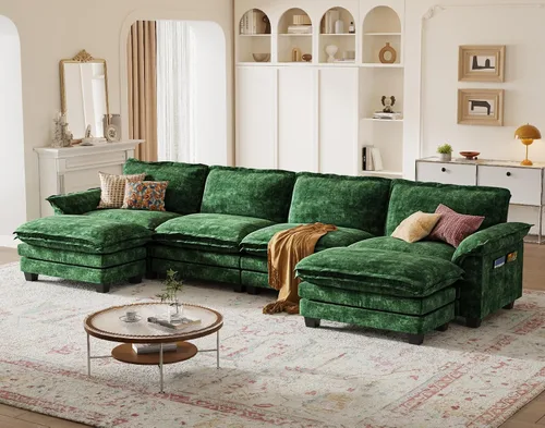 Vista 23 de KKL Sofá Seccional Modular de 89 Pulgadas, Sofá de Amor de 2 Asientos Sofá Nube con Asiento Profundo, Sofás Seccionales de Chenilla para Sala