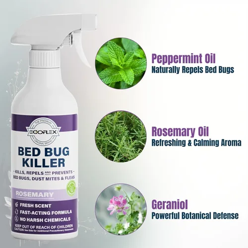 Vista 5 de Spray para el hogar, colchón, muebles y alfombras, tratamiento matador de insectos para ácaros del polvo, pulgas y piojos, aceite esencial natural