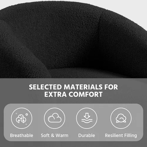 Vista 6 de Topeakmart Silla de barril, silla de acento de sherpa suave, silla auxiliar de club, estilo moderno, asiento profundo, sillón de barril para sala