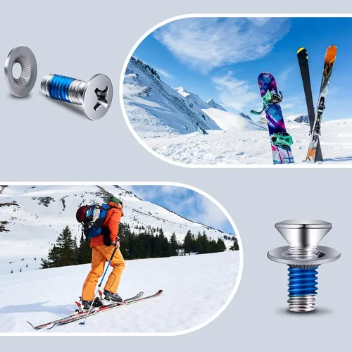 Vista 6 de Adnee Juego de 64 tornillos de fijación de snowboard – Tornillos de montaje para snowboard con arandelas de tornillo para snowboard – Tornillo