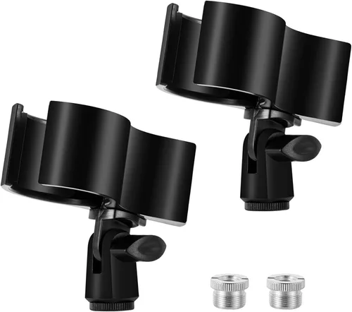 Vista 11 de BILIONE 1 pieza de clip versátil para micrófono, soporte ajustable para micrófonos con diámetro exterior entre 32mm y 60mm, con adaptador de Blanco