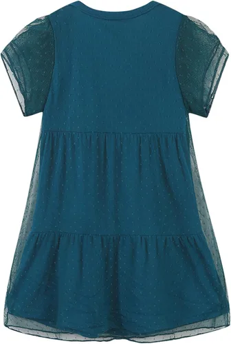 Vista 2 de Vestido de tul de verano para niña pequeña, lindo patrón de dibujos animados, vestido de algodón con lentejuelas a rayas para uso diario para bebé