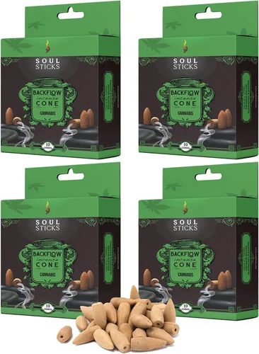 Vista 16 de Conos de incienso de reflujo – 40 conos orgánicos hechos a mano para quemador de cascada Paquete de 4 aromas aromáticos de larga duración Go Away