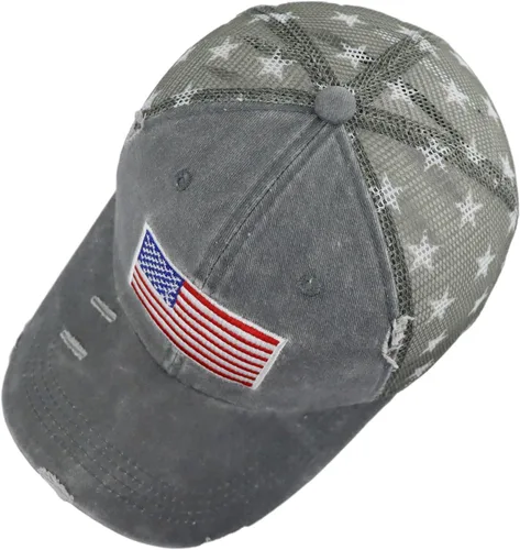 Vista 26 de Gorra de béisbol con la bandera estadounidense para mujer, divertida gorra de béisbol bordada y desgastada ajustable