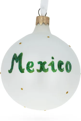 Vista 6 de Bandera de México bola de cristal adorno de Navidad 3.25 pulgadas