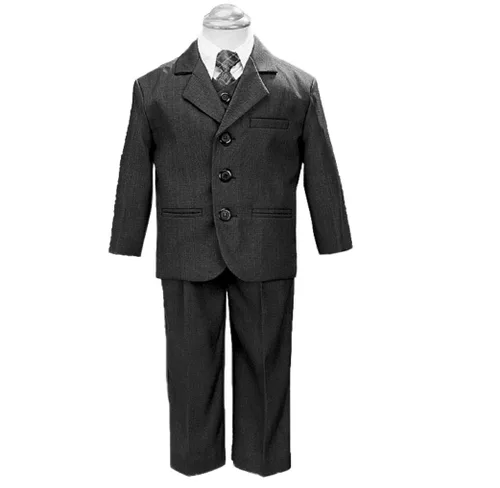 Vista 3 de Traje gris oscuro de 5 piezas con camisa chaleco y corbata talla 7 Gris caqui 7 Years