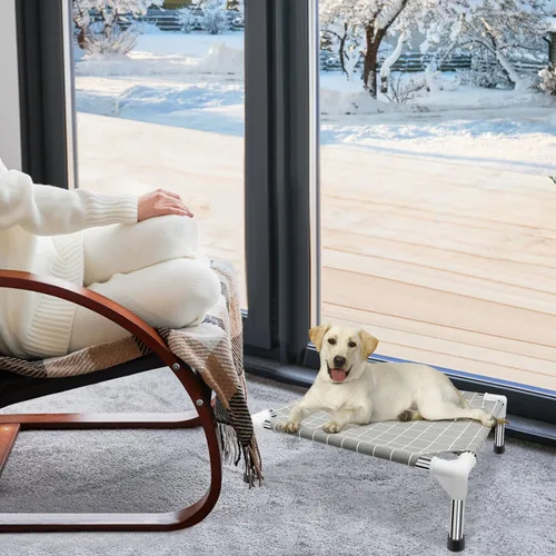 Vista 8 de Cama elevada para mascotas, cama para perros pequeños, cama elevada para perros pequeños para uso en interiores y exteriores para mascotas pequeñas