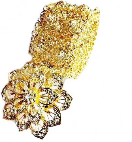 Vista 7 de Cinturón tailandés Placa de oro Piedra Blanca Joyería Cadena Vintage Rattanakosin Período Tailandia Traje Tradición Boda Mujeres Accesorio Para
