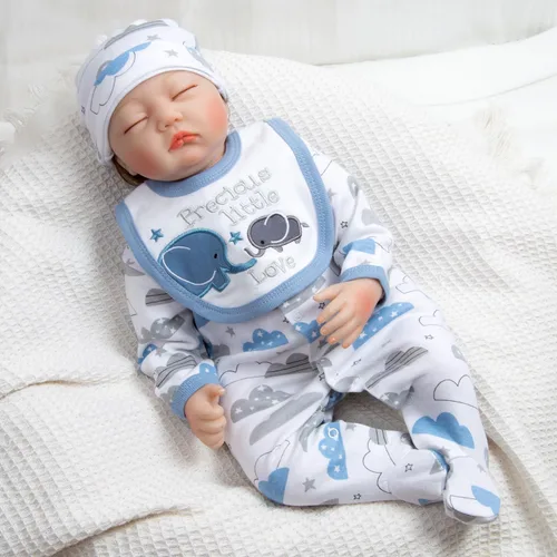 Vista 4 de Reborn Dolls - Ropa de bebé niño de 5 piezas, ropa de elefante para muñecas recién nacidas de 20 a 22 pulgadas Reborn Baby Doll Clothes Boy with