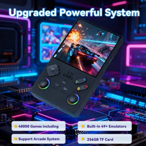 Vista 2 de Consola de juegos de mano retro V40 Max, tarjeta TF de 256GB con 40,000 juegos clásicos, pantalla IPS HD de 4.0 pulgadas, batería de 4000mAh, Negro