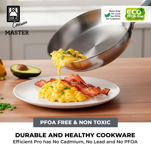 Vista 6 de BRA COOKWARE Master 2 - Juego de sartenes profesionales de 8 + 10.2 pulgadas, sartén de acero inoxidable, compatible con todas las estufas, sartén