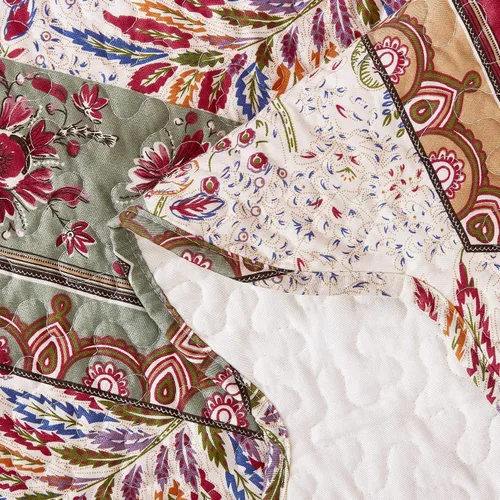 Vista 6 de DaDa Bedding Juego de edredón bohemio con diseño floral, tamaño individual, 2 piezas