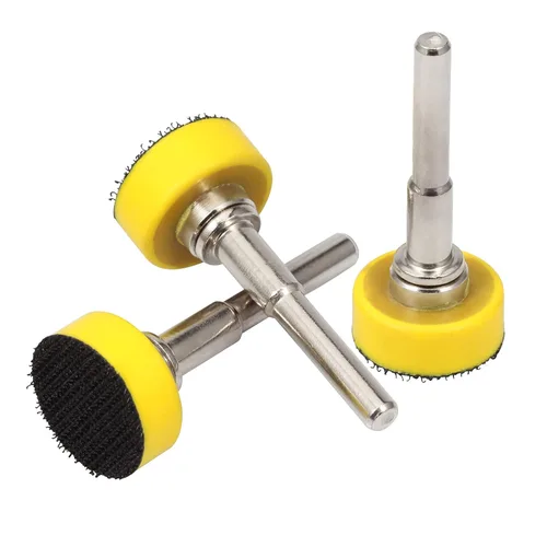 Vista 2 de Kit de 3 discos de lijado de gancho y bucle, accesorios de taladro de 1 pulgada, almohadillas de respaldo de gancho y bucle con adaptador de taladro