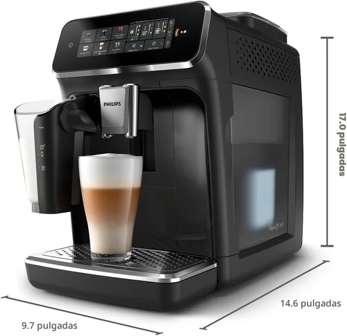 Vista 10 de Philips Máquina de café expreso totalmente automática serie 3300 con sistema de leche LatteGo y molinillo integrado, 6 preajustes de café caliente