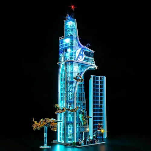 Vista 5 de LocoLee Kit de luz LED creativa de control remoto compatible con Lego Avengers Tower 76269 (solo luces, sin modelos), juego de luces de control
