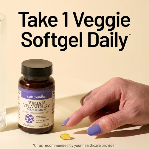 Vista 9 de NatureWise Suplemento de vitamina K2 de 600 mcg con MK-7 100mcg y MK-4 500mcg - Fórmula mejorada biodisponible - Complejo K para la salud ósea