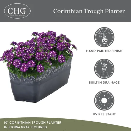 Vista 4 de Classic Home and Garden Jardinera Corinthian Trough, 10", Bronce