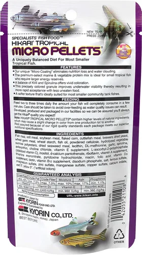 Vista 2 de Hikari Alimento para Peces Tropical de Micro Pellets Semi-Flotantes, 0.77 Oz (22g) Paquete de 2