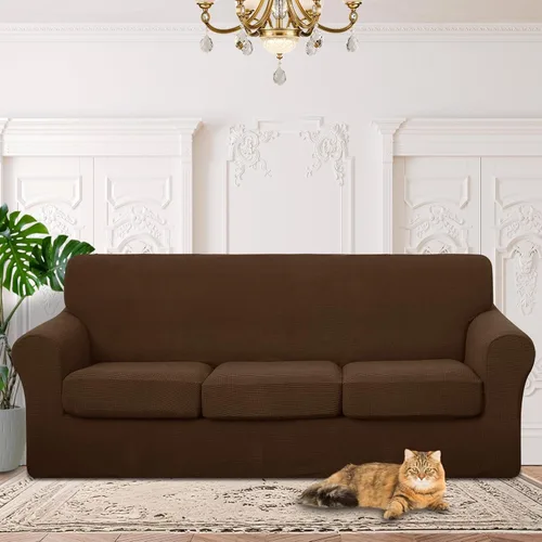 Vista 19 de 2 fundas elásticas para sillas de 1 cojín, protector de muebles, fundas de sofá, lavables, aptas para mascotas, funda antideslizante con parte