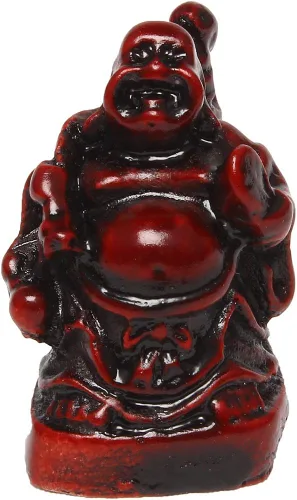 Vista 5 de Juego de 6 figuras de Buda sonriente de la suerte feliz de Buda, 1 pulgada, color rojo