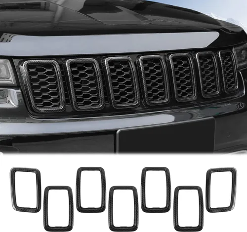 Vista 8 de JeCar Kit de molduras de malla para Jeep Grand Cherokee 2017-2020, color negro (7 unidades)