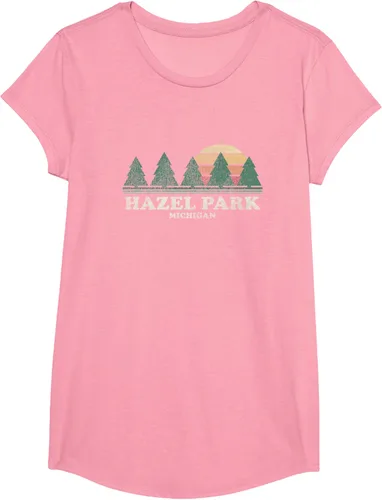 Vista 53 de Hazel Park MI - Camiseta vintage con diseño retro de los años 70, Azul / Patchwork, S