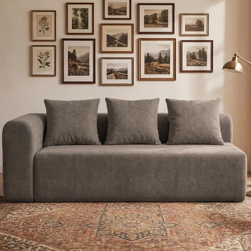 Vista 44 de Claiks Sofá modular deshuesado de 123 pulgadas, sofá en forma de L para sala de estar, sofá moderno de asiento profundo de 3 plazas, tela de Gris