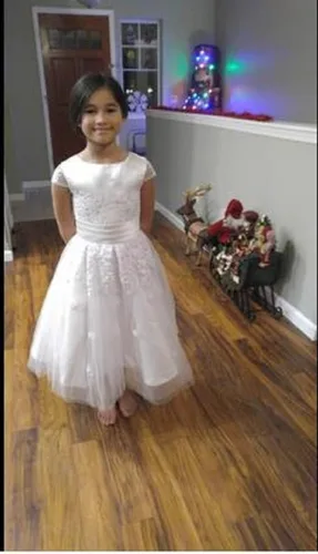 Vista 2 de Vestidos de tul para niña de las flores con apliques para niños, 12 unidades, color blanco
