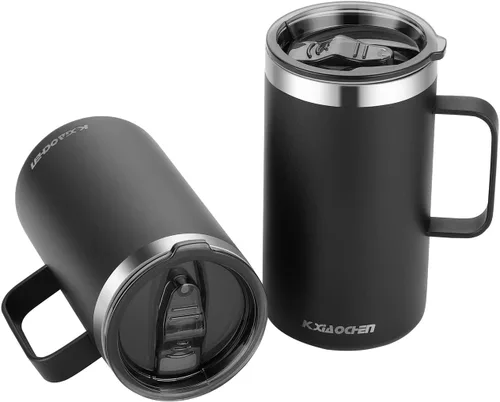 Vista 19 de KXIAOCHEN - Taza de café aislada de 20 onzas con tapa, taza de café de acero inoxidable, vaso de café de doble pared con aislamiento al vacío